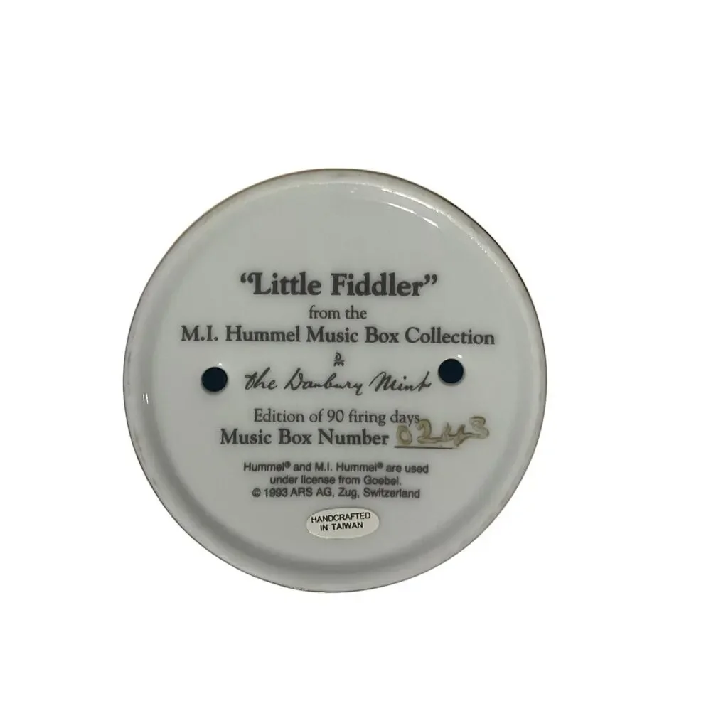 Danbury Mint M.I. Hummel Merry Wanderer & Little Fiddler Music Box Set of 2